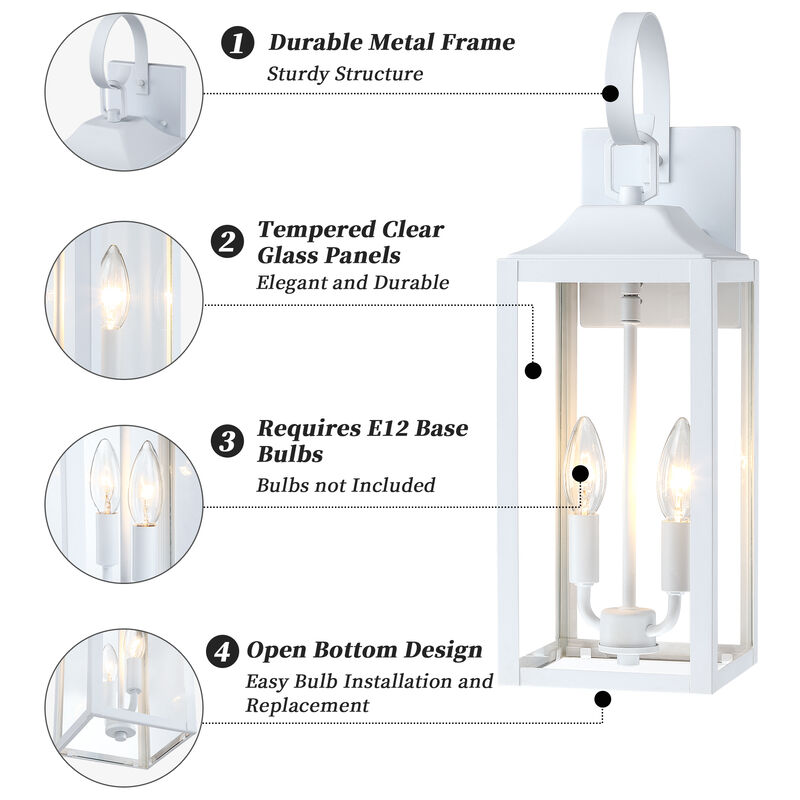 18.85 in. 2-Light Outdoor Wall Lantern with Clear Glass Shade image number 3