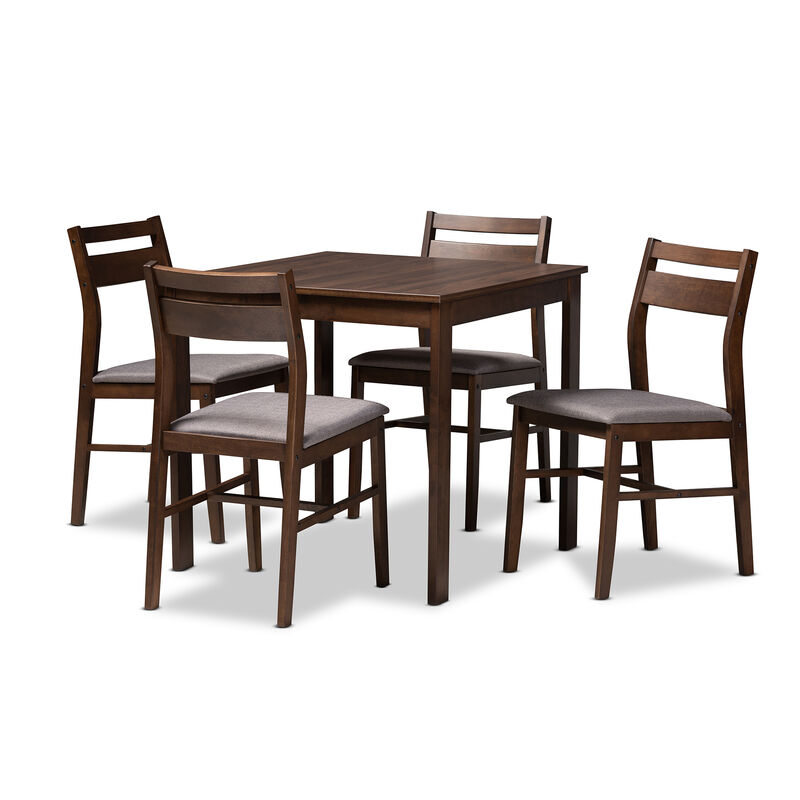 Baxton Studio Lovy Modern and Contemporary Gray Fabric Upholstered 5 Piece Wood Dining Set