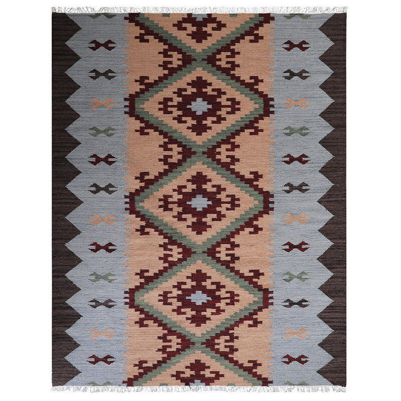 RUGSOTIC CARPETS HAND WOVEN FLAT WEAVE KILIM WOOL ECO-FRIENDLY AREA RUGS  - Rectangle Shape, Contemporary Modern Design, Low Pile Handmade Rugs for Living Room (D00137) image number 0