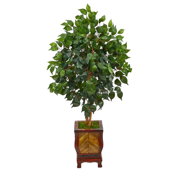 Nearly Natural 46-in Ficus Artificial Tree in Decorative Planter