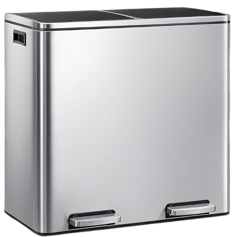 Dual Section Kitchen Trash Can with Airtight Hinged Lid System image number 0