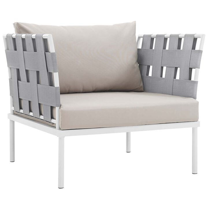 Harmony 3 Piece Outdoor Patio Aluminum Sectional Sofa Set - White Beige