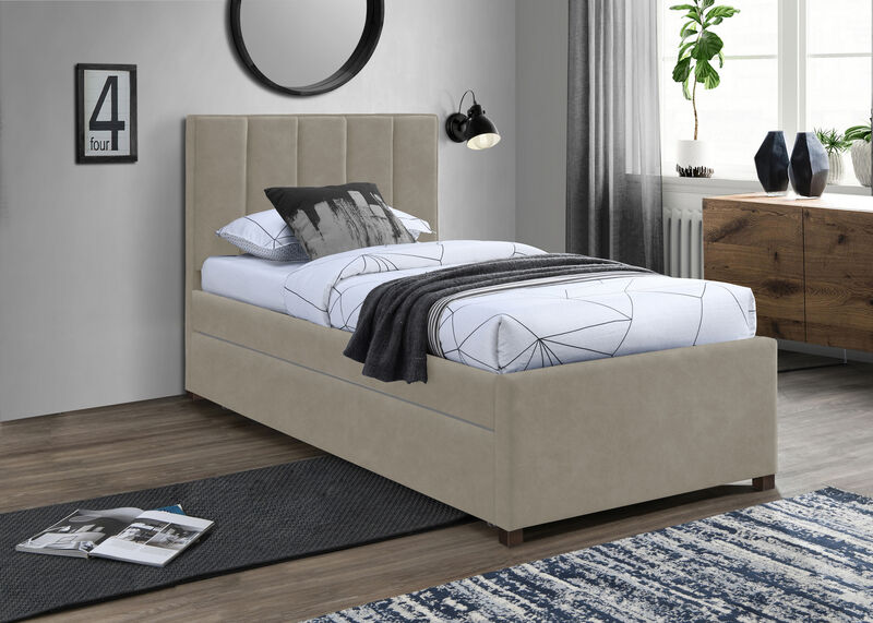 Meridian Furniture Hudson Beige Vegan Leather Twin Trundle Bed