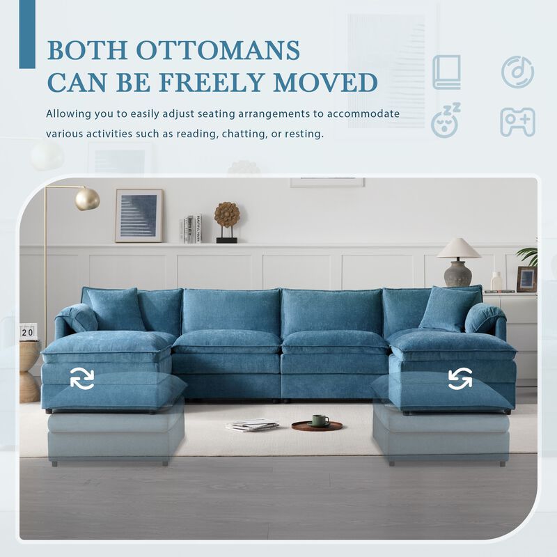 Fincep U-Shaped Modular Cloud Sectional Sofa image number 7