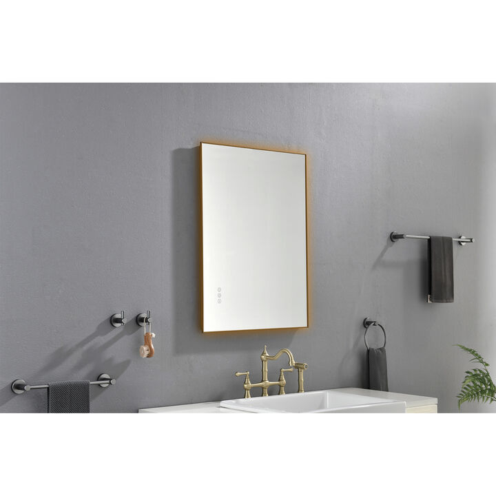 LED Backlit Bathroom Mirror with Metal Frame Anti-Fog and Smart Touch Control