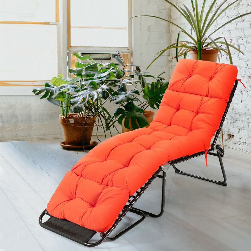 Outdoor Lounge Chaise Cushion with String Ties for Garden or Poolside Seating