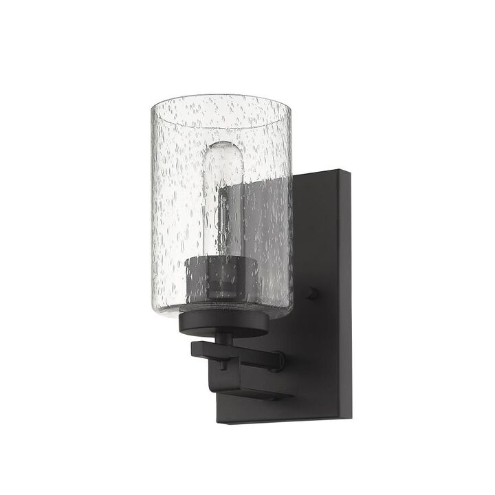 Hivvago Bronze Metal and Textured Glass Wall Sconce