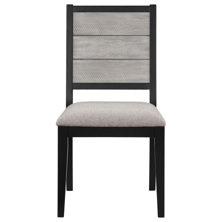 Elina 23 Inch Dining Chair, Set of 2, Plank Style Back, Gray Polyester - Benzara