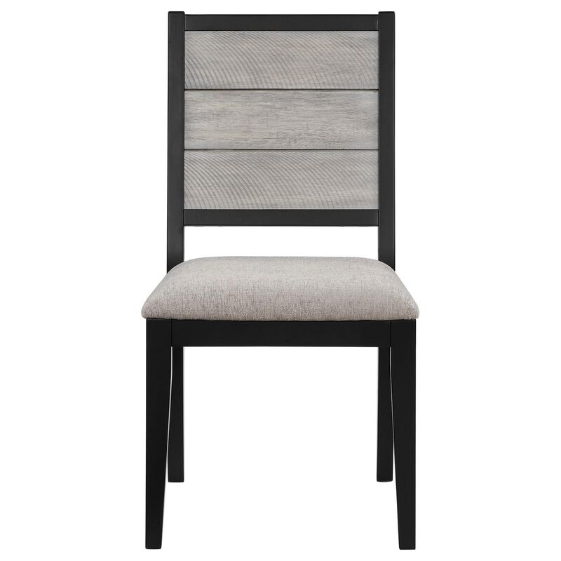 Elina 23 Inch Dining Chair, Set of 2, Plank Style Back, Gray Polyester - Benzara