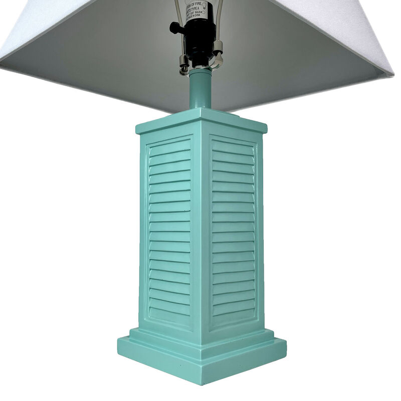 Seafoam Green Shutter Table Lamp 24in Glossy Base 120V 60W Coastal Decor image number 2