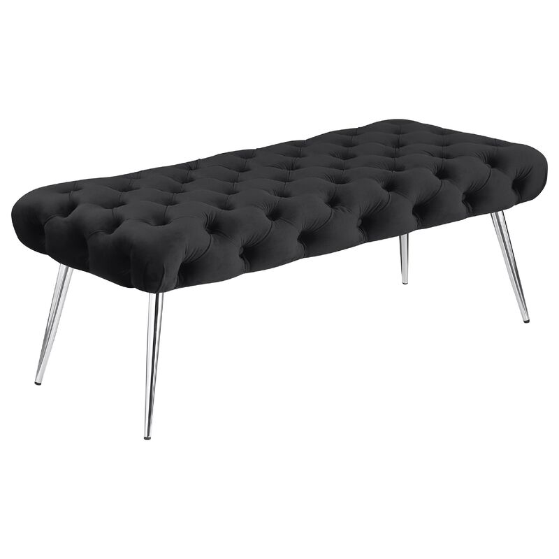 Lila Bench, Foam Seat, Button Tufted, Chrome Legs image number 2