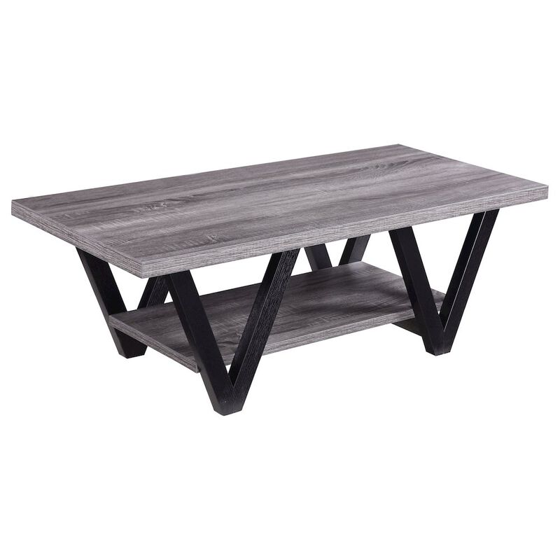 Coaster Co. of America Stevens Engineered Wood Coffee Table Antique Grey and Black