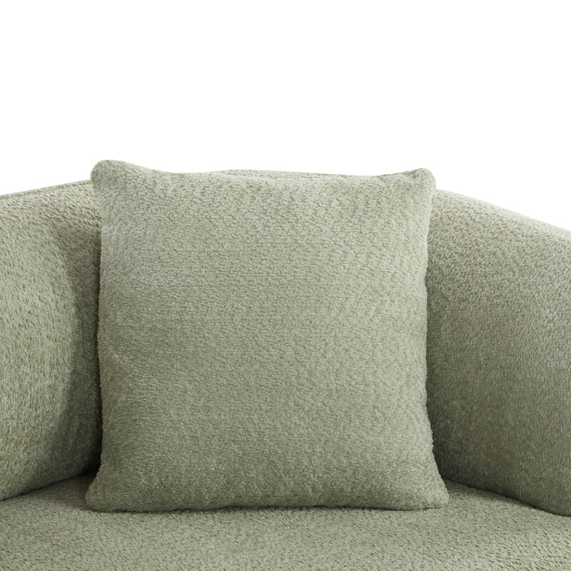 Christopher Knight Home Tadg 82" Rubberwood Boucle Upholstered 3 Seater Curved Sofa with 3 Pillows and Round Arm