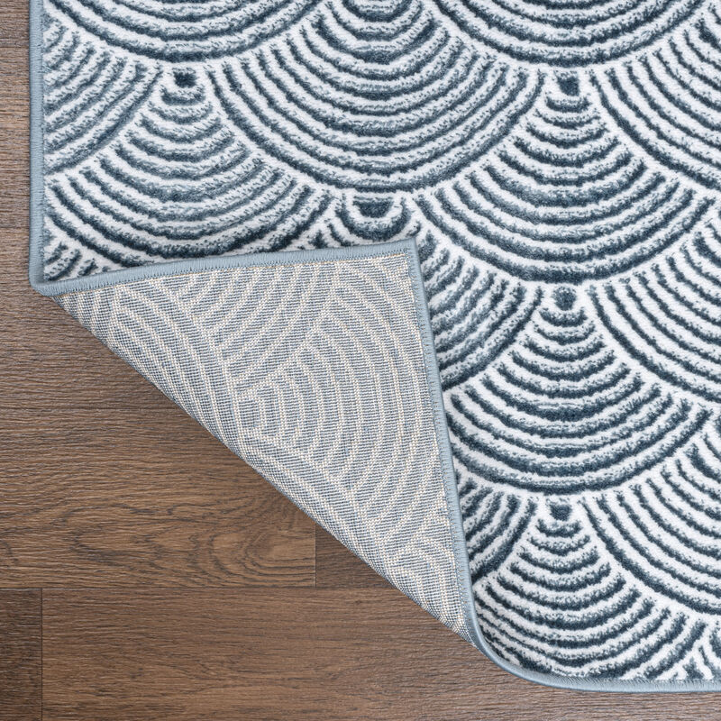 Porter Geometric Art Deco Fan Pattern High-Low Area Rug