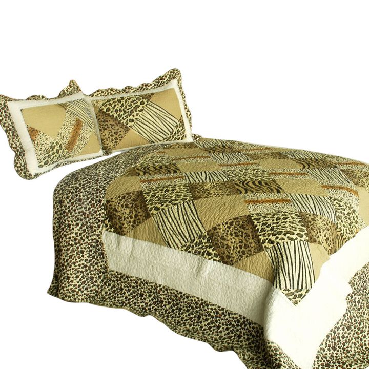 Melody Fair Cotton Quilted Printed Quilt Set 3PC Queen Size Cozy Bedding