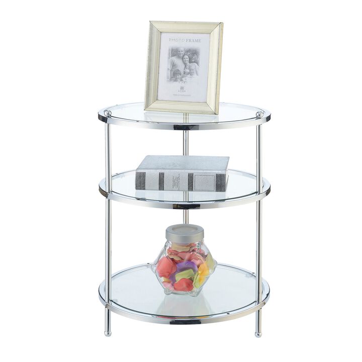 Royal Crest 3 Tier Round Glass End Table