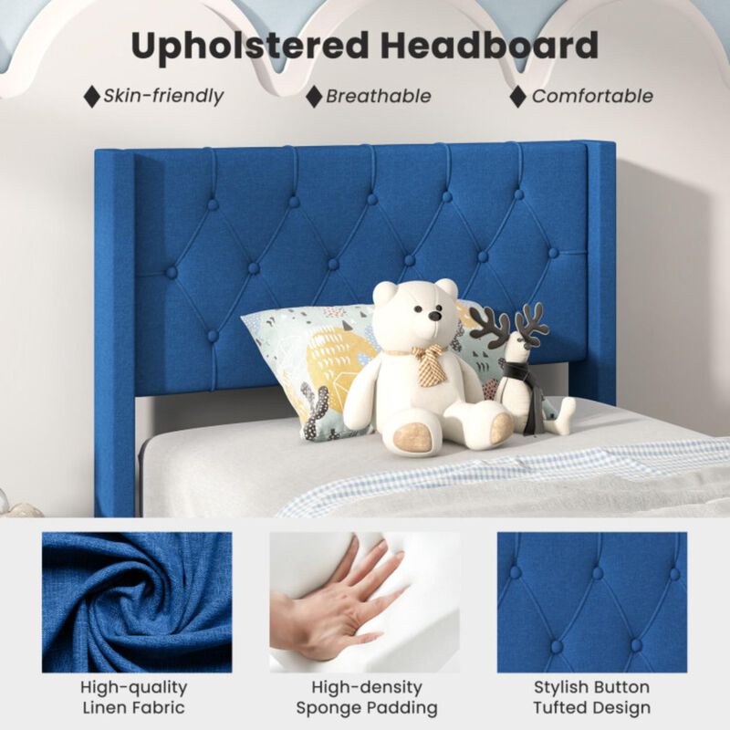 Hivvago Twin Size Upholstered Platform Bed with Button Tufted Wingback Headboard