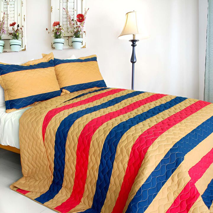Tender Night Patchwork Quilt Set 3 Piece Queen Quilted Soft Bed Cover Set