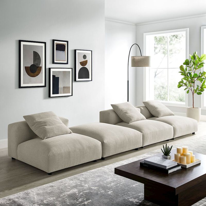 Solace 4-Piece Modular Upholstered Fabric Sectional Sofa image number 9