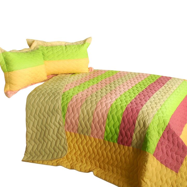 Queen 3 Piece Patchwork Quilt Set Cozy Decorative Bedspread Set for Home Use