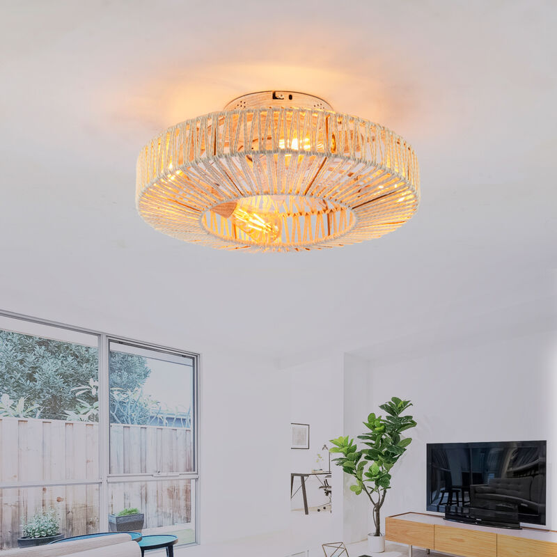 Low Profile Caged Ceiling Fan with Light and Remote Control image number 1