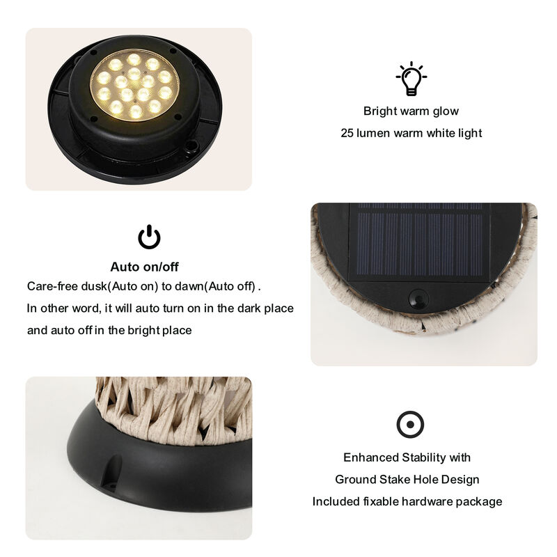 Bamboo Woven Solar Light, Bottle Shape, Warm Glow, Waterproof image number 4