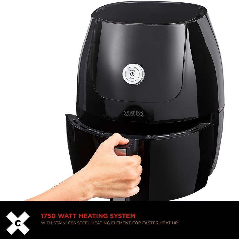 CRUX Digital Air Fryer, 1700 Watts, 6 Quart, Carrying Handles, Energy Efficient, Non-Stick, Black image number 1