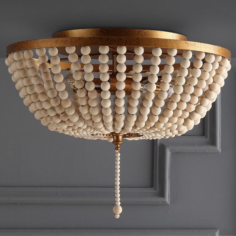Allison Wood Beaded/Metal LED Flush Mount
