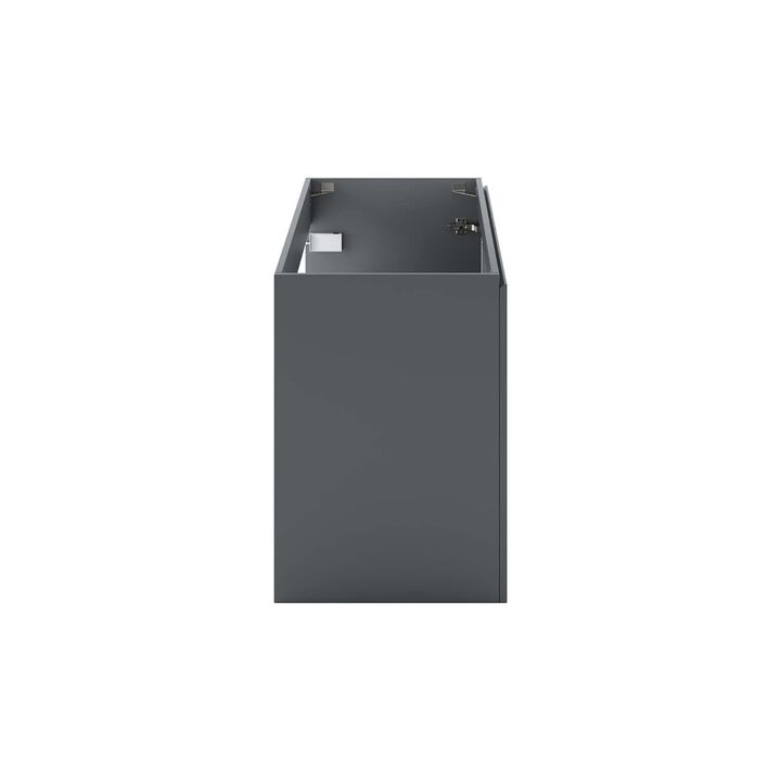 Modway Vitality 35" Plastic and Wood Wall-Mount Bathroom Vanity in Gray