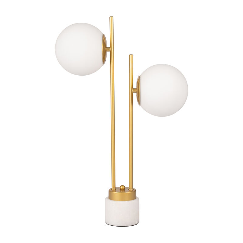 Glass/brass 23" Double Diffuser Table Lamp, Gold image number 0