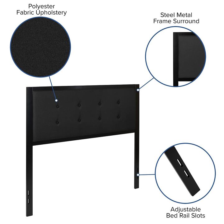 Flash Furniture Bristol Metal Tufted Upholstered Full Size Headboard in Black Fabric