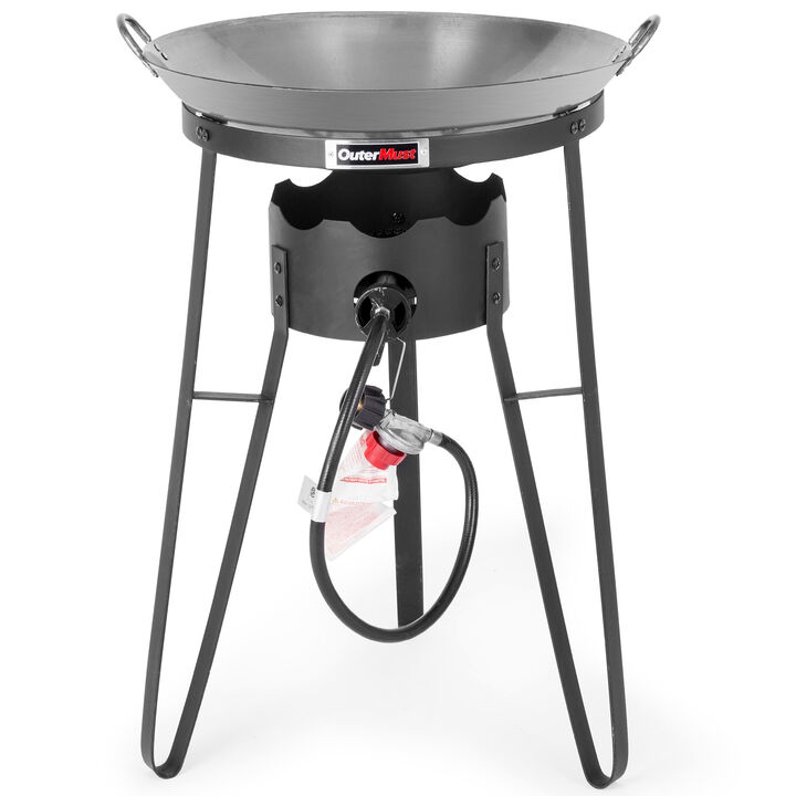 OuterMust Outdoor Cooker With Wok Cuisinart Wok Station with iron Wok and 54,000 BTU Burner