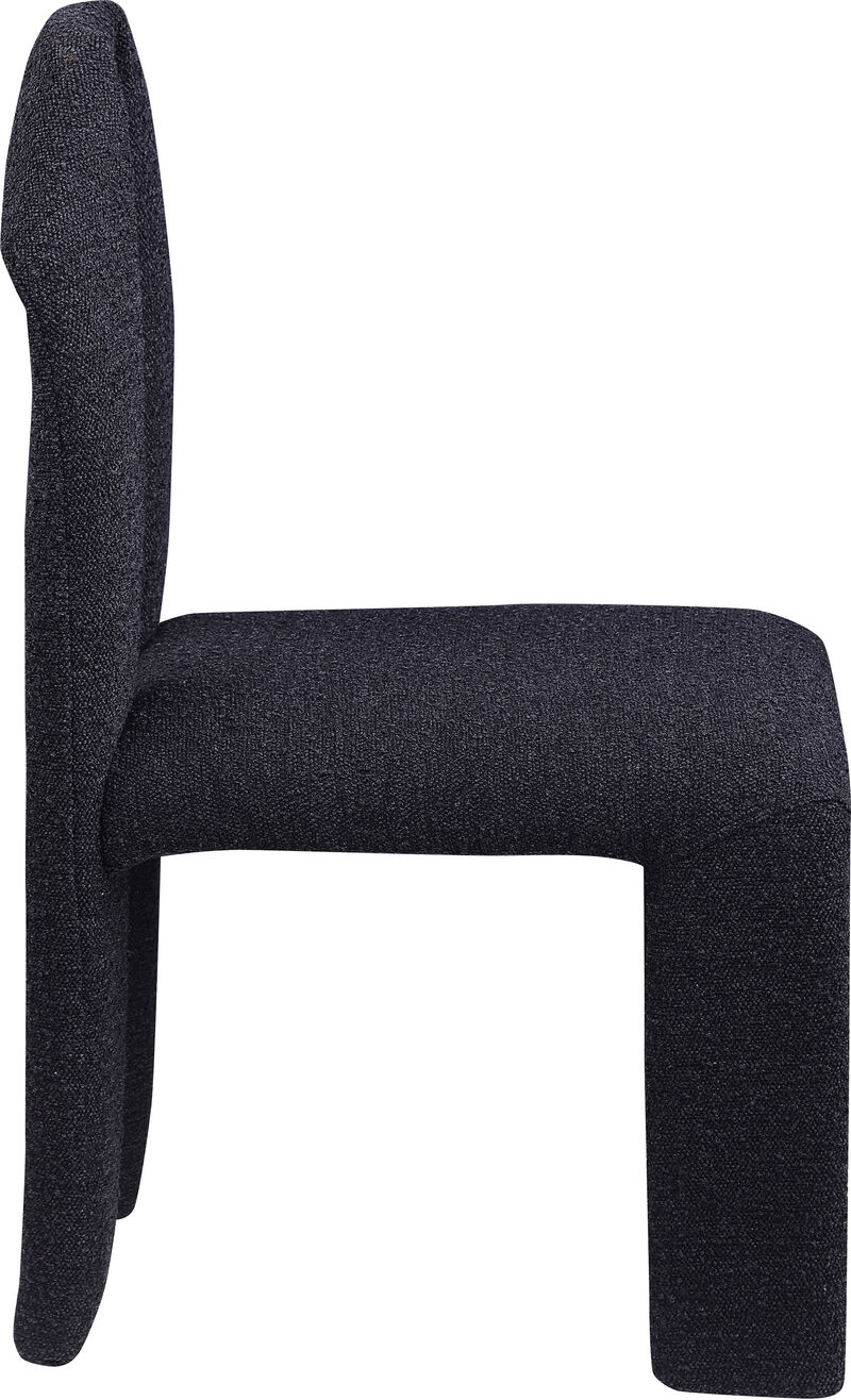 Meridian Furniture Bennett Black Boucle Fabric Dining Chair, Set of 2