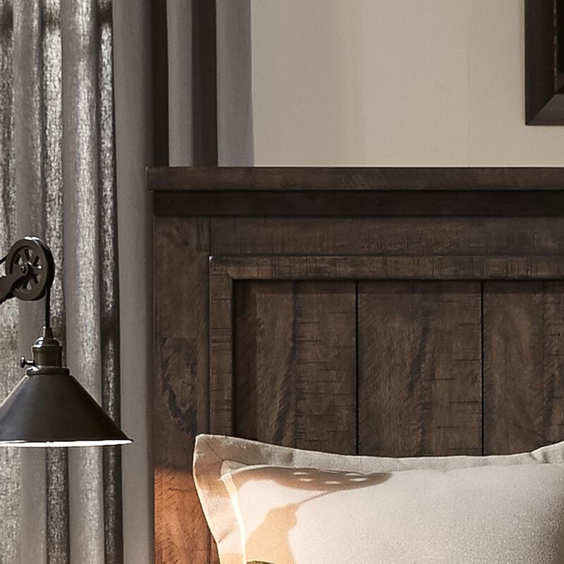 Liberty Furniture Thornwood Hills Queen Storage Bed in Rock Beaten Brown w/ Saw Cuts image number 2