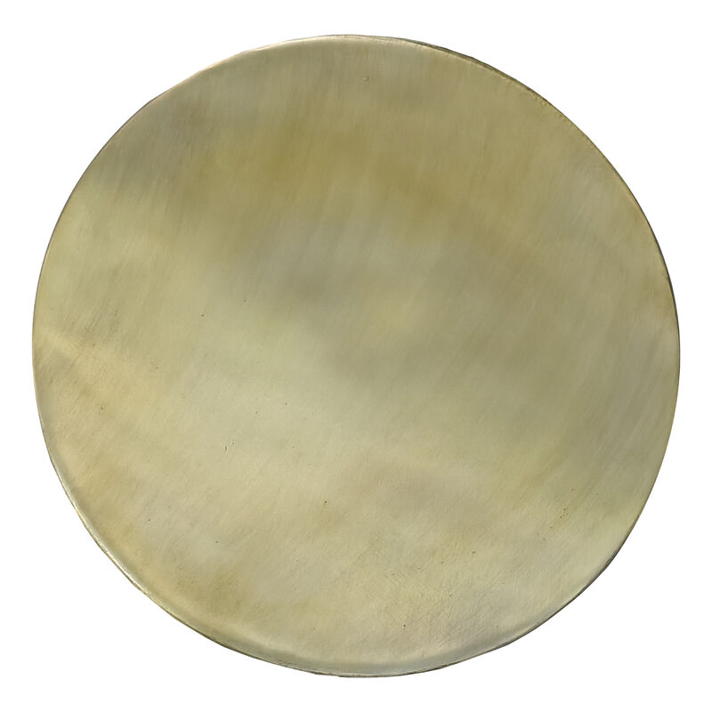 Dyan 20 Inch Side End Table, Round Drum Shape, Black, Gold Antique Brass Ombre