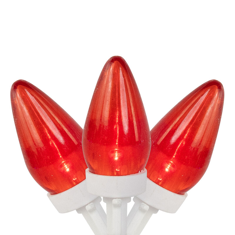 25 Count Red LED C7 Christmas Lights  16 ft White Wire image number 0