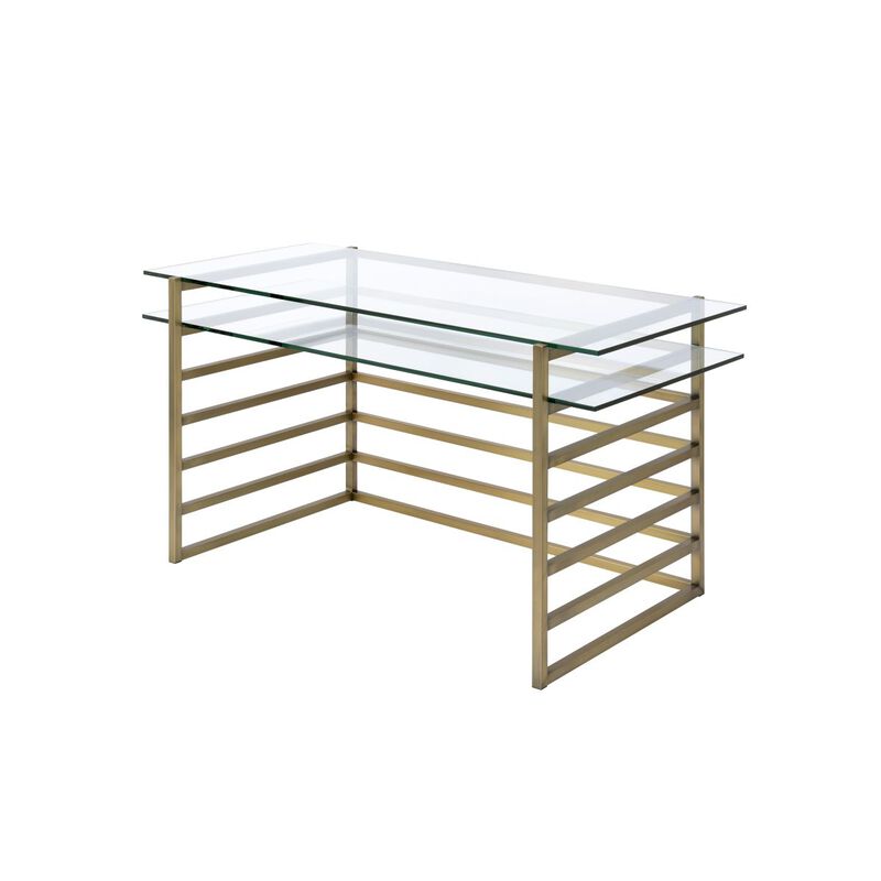Shona Desk in Antique Gold & Clear Glass image number 4