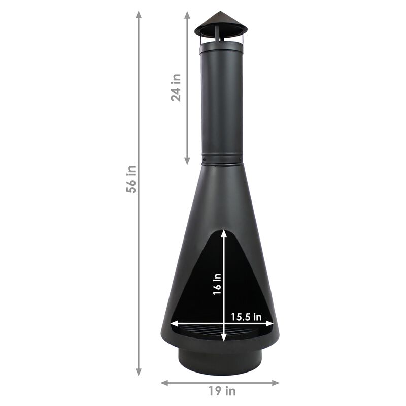 Sunnydaze Steel Wood Burning Open Access Chiminea with Poker - 56 in