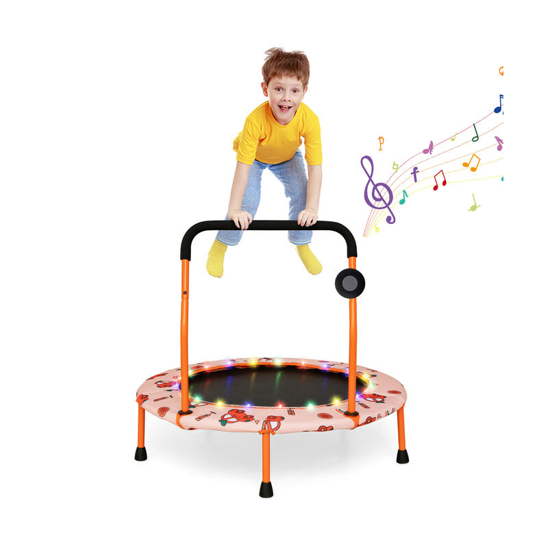 Kids Mini Trampoline with Colorful LED Lights and Bluetooth Speaker image number 3