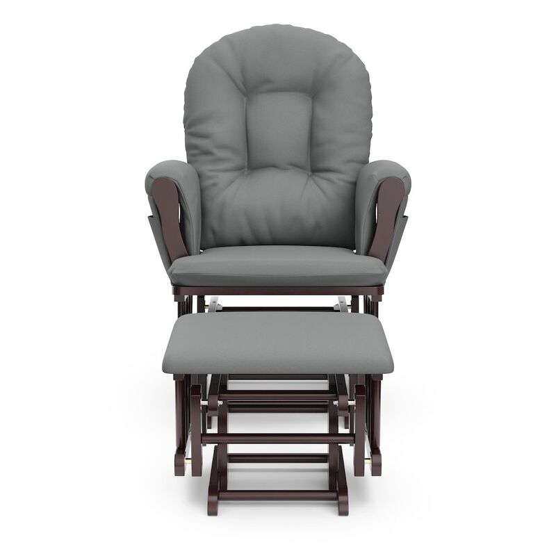 Storkcraft Hoop Glider and Ottoman - Espresso with Gray