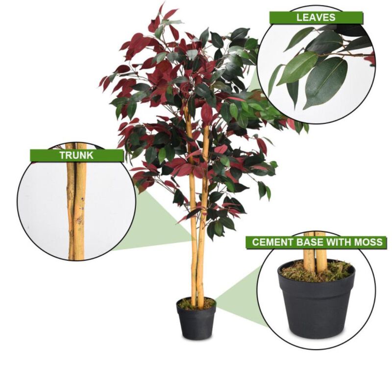 Hivvago 4 Feet Tall Artificial Ficus Tree with Nursery Pot