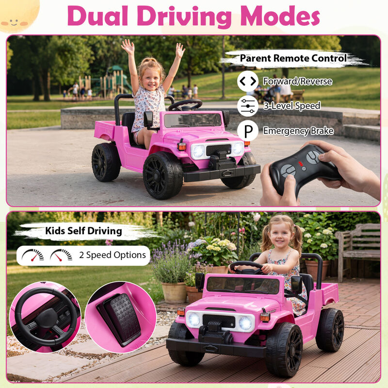 Kids Ride On Truck 12V Electric Vehicle with Dump Bed and Music for Backyard image number 4