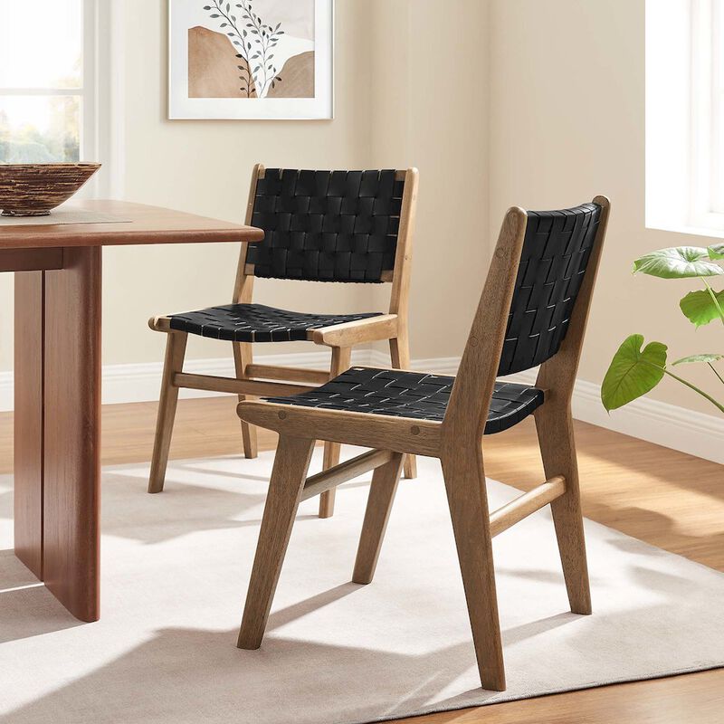 Saoirse Leather Wood Dining Side Chair Set of 2 image number 8