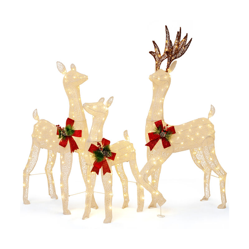 3-Piece Pre-lit Christmas Reindeer Family with 230 Warm White LED Lights image number 0