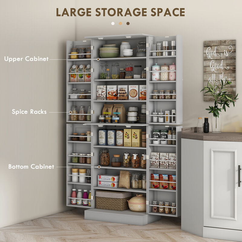 Hivvago 4-Door Kitchen Storage Cabinet with Shelves image number 3