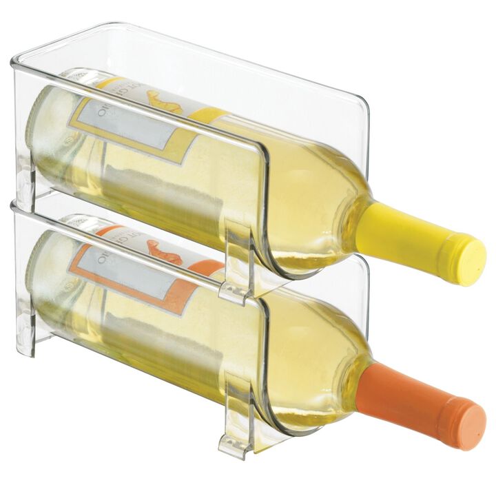 mDesign Plastic Free-Standing Wine Set Rack Storage Organizer - 2 Pack - Clear