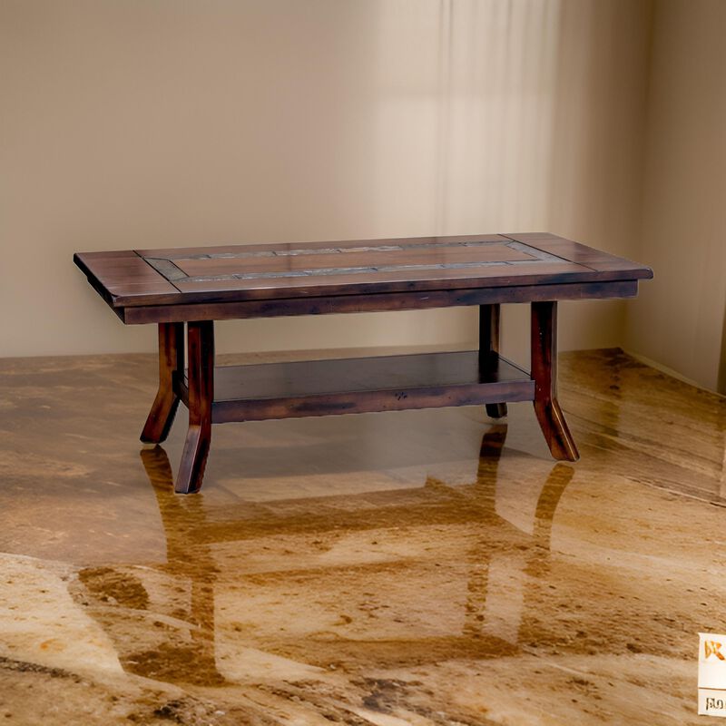 Odel Coffee Table, 1 Shelf, Dark Brown Mahogany, Rectangular 49 Inch
