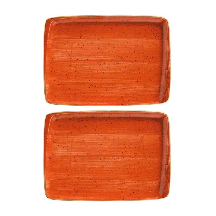Terracota 9" x 6" Rectangular Terracotta Porcelain Plate (Set of 2)