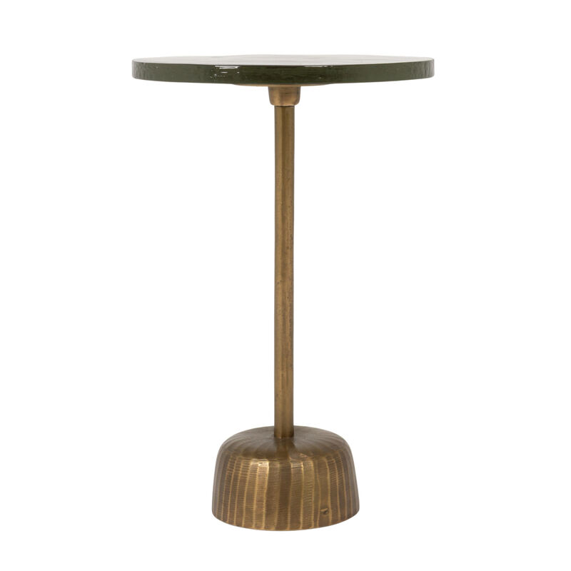 Round Accent Table, Distressed Bronze Aluminum and Clear Glass image number 3