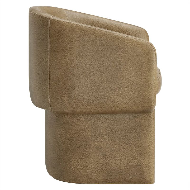 Modway Verity Vegan Leather Dining Chair with Rounded Back in Espresso &ndash; Upholstered Barrel Accent Chair with Armrests for Kitchen, Office, or Living Room image number 3